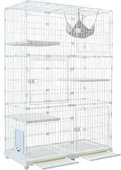 新品　キャットケージ　キャスター付き　キャットゲージ　ケージ　ホワイト　ゲージ Amazon.co.jp: キャットケージ 3段 自由組み合わせ 幅広設計 猫ケージ